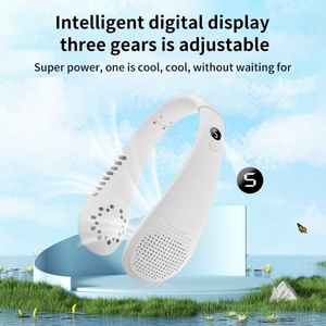 Ventilador de refrigeración sin aspas portátil de 1200mAh, pantalla de alimentación LED, ventilador de cuello portátil recargable por USB para exteriores - Product Image 3