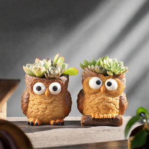 Maceta Moderna de Resina con Diseño de Búho para Suculentas y Plantas de Interior/Escritorio, Ecológica, con Orificio de Drenaje, Venta al Por Mayor - Product Image 3