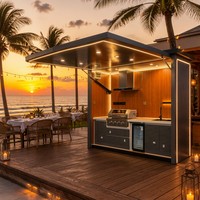 Nuevo Diseño de Cocina Exterior Personalizada con Control Remoto, para Camping/Jardín, Impermeable, con Parrilla y Soporte para TV