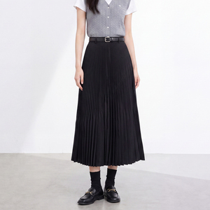Falda Midi Plisada de Satén Casual para Mujer, Nueva, Cintura Impero, Forro Transpirable, Estilo Miyake Plisado, Ligera y Elegante, para Todas las Temporadas - Product Image 4