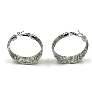 Wholesale Oversize Designer Fashion Silver Plated Alloy Annulus Earrings Jewelry For Women High Quality Metal Earring