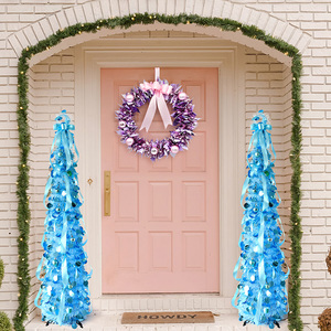 Árbol <span class=keywords><strong>de</strong></span> <span class=keywords><strong>Navidad</strong></span> Cónico Decorativo Azul con Cinta y Adornos, Fácil <span class=keywords><strong>de</strong></span> Montar, para Decoración Navideña en Interiores del Hogar - Product Image 6