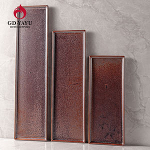 YAYU TOP Design Dessert Sushi Iron Cast Red Glaze Big 10/12/16 Inch Ceramic Serving Rectangle Plate Dish for Restaurant Hotel - Product Image 2