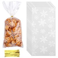 Kerstmis OPP cellofaan traktatiezakjes, transparante snoep- en koekjesgeschenkzakjes met draadjes, groothandel