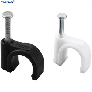 Clip per Cavi Rotondi in Plastica PE Bianco e Nero con Chiodo in Acciaio, Morsetto per Fissaggio Cavi Elettrici <span class=keywords><strong>a</strong></span> Parete per Uso Domestico e Costruzioni - Product Image 3