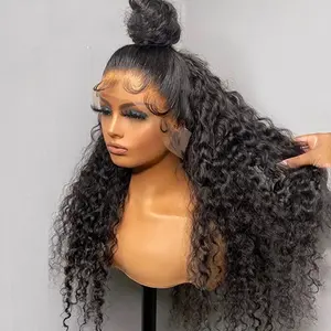Wasserwelle rohe indische Jungfrau volle Spitze Echthaar Perücken für schwarze Frauen Hd Spitze Frontal Perücken Echthaar Spitze vorne auf Lager - Product Image 1