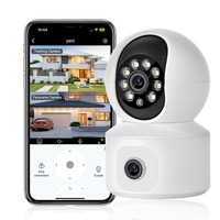 Caméra IP WiFi double objectif double écran, moniteur bébé, caméra de sécurité domestique PTZ avec suivi automatique, surveillance vidéo CCTV