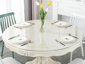 Nappes rondes en PVC <span class=keywords><strong>transparent</strong></span> imperméable à l'eau <span class=keywords><strong>transparent</strong></span> résistant à l'huile protecteur de <span class=keywords><strong>table</strong></span> rond tapis de <span class=keywords><strong>table</strong></span> anti-chaud couverture de <span class=keywords><strong>table</strong></span> essuyable - Product Image 3