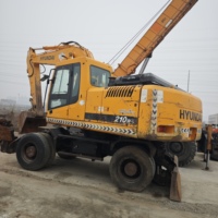 Excavatrice sur pneus Hyundai R210W-7, haute efficacité, forte puissance, équipement de construction d'occasion avec moteur à engrenages et pompe, 21 tonnes