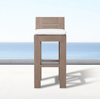 Chaise de bar d'hôtel, chaise de jardin en bois, mobilier d'extérieur en teck, tabouret de bar sans accoudoirs
