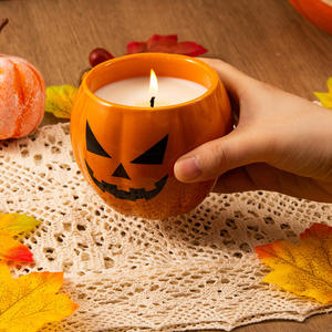 Portavelas de cerámica con forma de calabaza de Halloween, vacío, hecho a mano, decorativo, regalo para fiestas en casa - Product Image 1