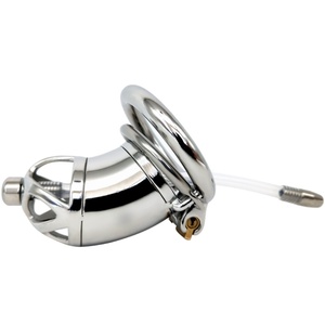 Anillo de Castidad Masculino con Sonda Uretral y Anillo de Espiga, Talla S/L, Jaula para Pene, Precio de Fábrica 2022 - Product Image 4