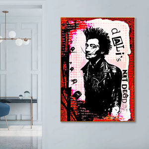 Guanjun cartel rojo y negro Punk música pared arte "<span class=keywords><strong>DALI</strong></span>'s Not Dead" cantante lienzo impresiones pintura - Product Image 5