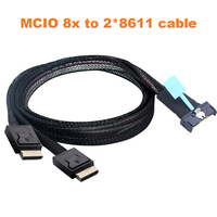 Kabel Data Kecepatan Tinggi MCIO 8X ke Dual Oculink SFF 8611 4i 0.5m/1m untuk Ekstensi Pusat Data Server AI