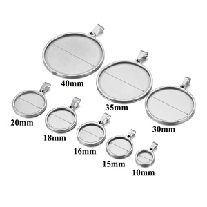 Bases de cabochons plaquées or pour la fabrication de bijoux, supports ronds vierges en acier inoxydable pour pendentifs - Product Image 3