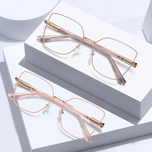 Venta caliente MS 81523 Gafas <span class=keywords><strong>de</strong></span> <span class=keywords><strong>ojo</strong></span> <span class=keywords><strong>de</strong></span> gato para mujer Nuevo diseño <span class=keywords><strong>de</strong></span> moda Marco <span class=keywords><strong>de</strong></span> metal Templos brillantes Bloques Luz azul Lente óptica Azul - Product Image 2