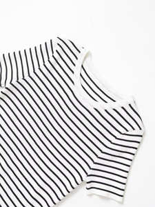 MYST & ZA femmes 2025 printemps nouveau Style décontracté Simple polyvalent rayé tricoté haut à <span class=keywords><strong>manches</strong></span> <span class=keywords><strong>courtes</strong></span> 3519020 - Product Image 3