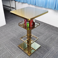 Meubles de boîte de nuit au design moderne, fête, KTV, cocktail, luxe, acier inoxydable, tables rondes hautes VIP pour boîte de nuit