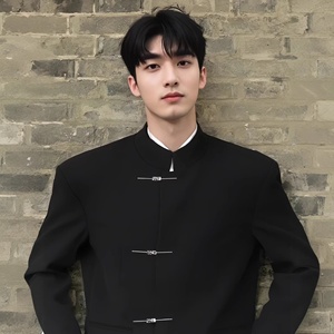 Costume Zhongshan <span class=keywords><strong>pour</strong></span> <span class=keywords><strong>homme</strong></span>, style national, nouveau, chinois, à fermeture éclair, perlé, haut de gamme, noir, col montant, <span class=keywords><strong>pour</strong></span> mariage et fiançailles - Product Image 2