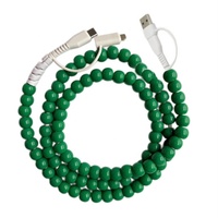 Cordon de charge perlé durable, couleurs unies (jaune, vert, violet, rose, blanc, noir, bleu), perles acryliques, chargeur de téléphone perlé – Vente chaude
