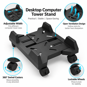 Support de CPU réglable pour ordinateur de bureau, support de châssis télescopique avec roues à frein pour usage domestique - Product Image 4