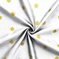 Tissu Jacquard Brocart Double Face en Polyester 100% avec Imprimé Cœur Or Blanc, Texture Dorée, Lourd et Antistatique pour Filles