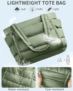 Bolso Tote Acolchado Ligero y Suave para Mujer, con Dos Correas, Diseño Impermeable y Acolchado, para Viajes, Escuela, Gimnasio |   Cierre de cremallera - Product Image 2