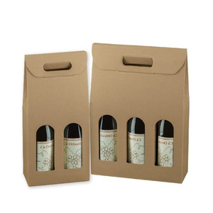 Custom Made Eco-Friendly Corrugated Cardboard <b>Red</b> Wine <b>Gift</b> <b>Box</b> with Handle Portable Packaging Featuring Embossing - Product Image 4