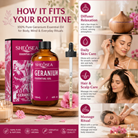 SHEOSEA Huile Essentielle de Géranium Doux 100% Pure et Naturelle Distillée à la Vapeur Hydratante Éclaircissante pour Diffuseur Soin des Cheveux Massage Corporel