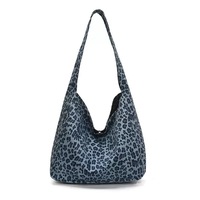 Sac fourre-tout tendance à pois grande capacité pour femme, sac de shopping en toile été-automne avec décoration léopard