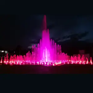 Air mancur menari musikal taman luar ruangan populer fitur air mancur dek kering dengan lampu Led warna-warni