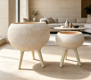 Macetas de Hormigón con Patas de Madera, Juego de 2 Macetas Minimalistas para Interiores, para Plantas Verdes - Product Image 2