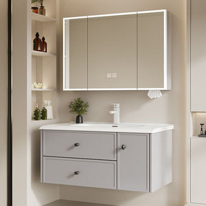 Mueble de Baño de Pared con Espejo Inteligente de MDF Honeycomb, Lavabo Integrado, Resistente al Agua, Tablero de Melamina Lacado para Villa - Product Image 2