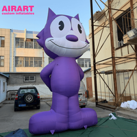 Chat gonflable pour promotion de marque, modèle de chat mascotte violet pour accessoires de scène