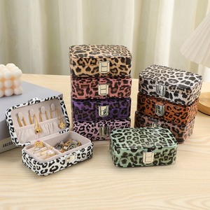 High-end leopard print jewelry box modern rectangular portable <b>ring</b> and necklace <b>storage</b> box creative decoration - Product Image 2