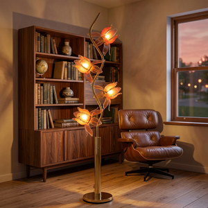 Lampe sur pied en métal de luxe léger, motif lotus, avec verre de qualité supérieure, pour salon et chambre à coucher – Nouvelle tendance TikTok aux États-Unis - Product Image 2