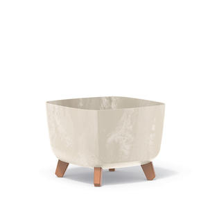 Jarrón Cuadrado GRACIA con Efecto Cemento 29X29X22CM Crema - Product Image 1