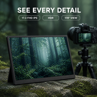 Moniteur de prévisualisation photo 17,3 pouces FHD IPS, écran portable avec un angle de vision de 178 degrés et support pliable, moniteur de jeu