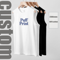 Canotta da Uomo di Alta Qualità 230gsm 100% Cotone, Gilet Senza Maniche con Collo Tondo, Vestibilità Ampia per Palestra e Sport, Logo Personalizzato con Stampa in Rilievo