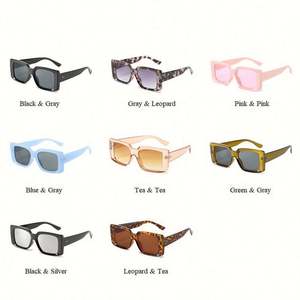 Nouveautés 2022, lunettes de soleil tendance vintage à grande monture pour femmes, UV400, lunettes de soleil carrées gris léopard - Product Image 6