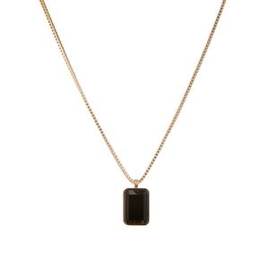 Collier à chaîne avec pendentif carré géométrique en diamant noir, accessoires de mode pour filles, en acier inoxydable plaqué or 18 carats, fermoir en forme d'os - Product Image 1