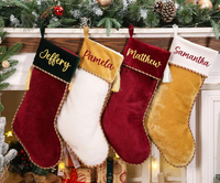 Chaussettes de Noël en velours personnalisées, décorations de Noël, cadeaux de Noël 2026