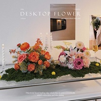 Décoration de table haut de gamme en tissu de soie fait main, imperméable, avec arrangement floral artificiel et plante verte pour un décor de bureau moderne