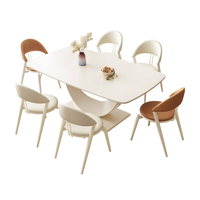 Ensemble de table à manger ronde en acier moderne de luxe avec 6 chaises pour la maison