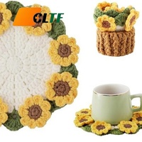 Sous-verres en crochet faits main en forme de rose, dessous de verre tricotés, accessoires de cuisine pour la Saint-Valentin, sous-verres décoratifs au crochet exquis