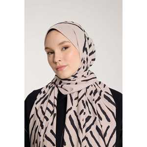 <b>Black</b> V-Shape Stone Pattern <b>Scarf</b> with Pure Tone Traditional Muslim Clothing Accessory - Product Image 1