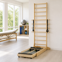 Barres murales de Pilates en bois durable avec sangles réglables, en bois d'érable et cuir, équipement de gym à domicile pour Pilates/Yoga (garantie 3 ans)
