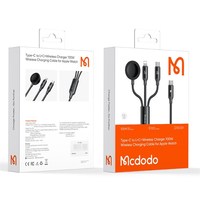 MCDODO CA-4940 Beta Series 1.2m USB-C vers Type-C iP Chargeur sans fil 3 en 1 Câble de charge pour Apple Watch iPhone 15 Series