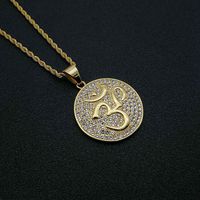 Yunnique Bijoux Hip Hop Collier Pendentif Om en Acier Inoxydable Plaqué Or Sertissage Pavé Unisexe Cadeau Origine Dongguan Modèle DZ301