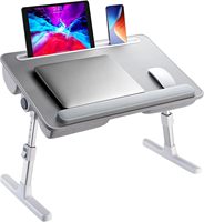 Support de bureau pliable en MDF avec surface en cuir pour ordinateur portable, ventilateur de refroidissement intégré, idéal pour lit et étude, plateau pliable